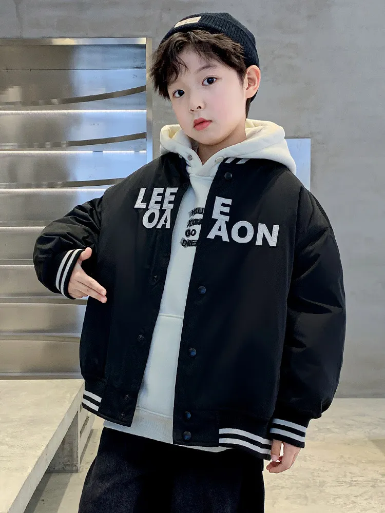 【120-170cm】着回し最強 合わせやすい アルファベット カジュアル 男の子 中綿 アウター