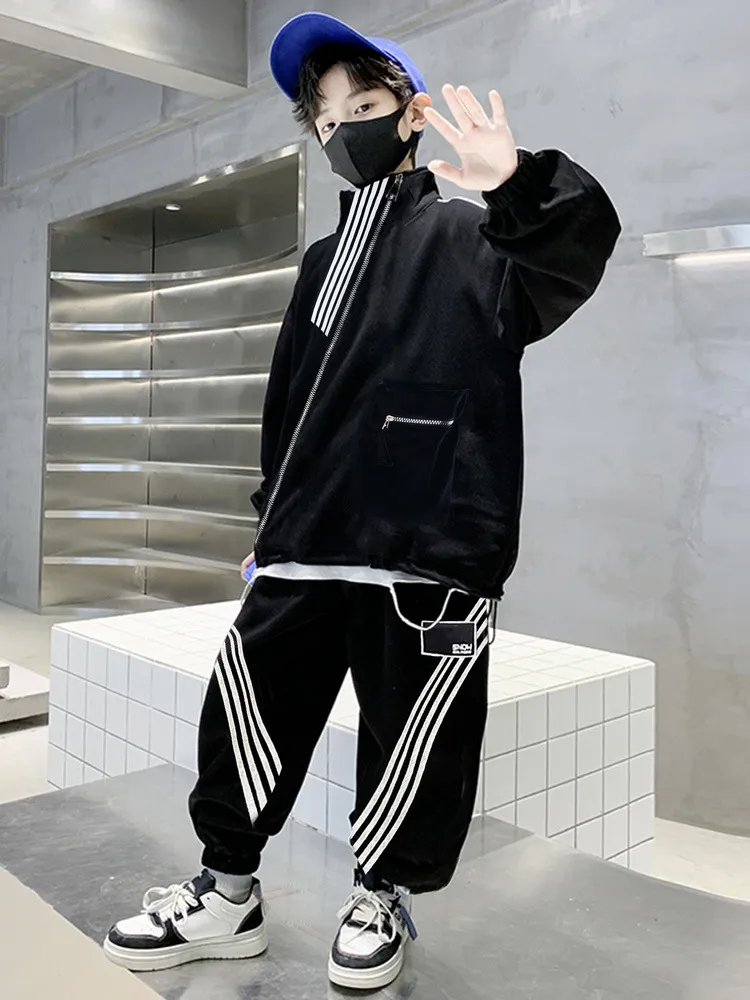 【120-170cm】二点セット 大好評 カッコイイ カジュアル 男の子 トップス＋パンツ セットアップ