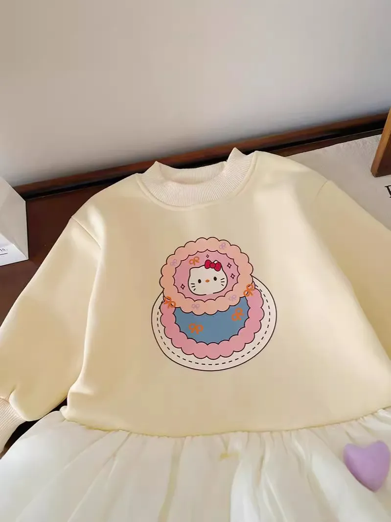 【80-130cm】好感度100% 超可愛い スウィート カートゥーン プリンセス 女の子 長袖 ワンピース