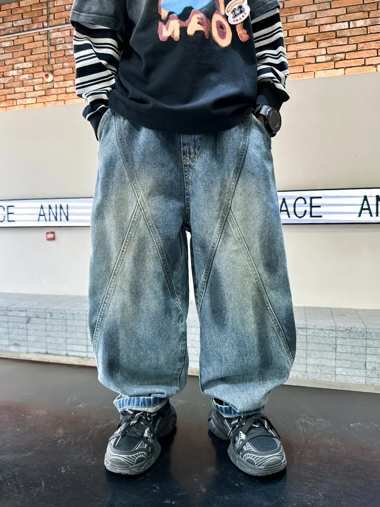 【120-170cm】人気爆発中 ファッション カジュアル オーバーサイズ  男の子 デニム パンツ