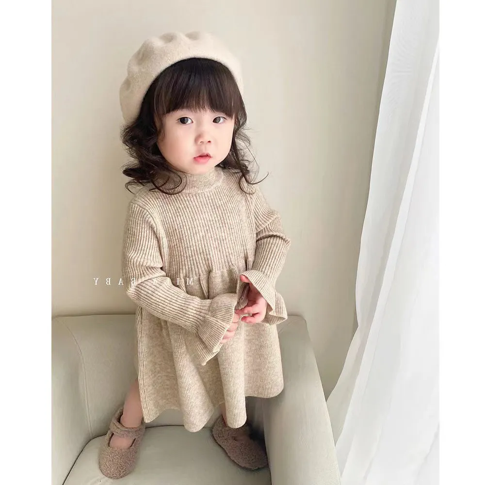【80-140cm】絶対欲しい ins風 キュート ナチュラル 着心地良い 女の子 長袖 ニット ワンピース
