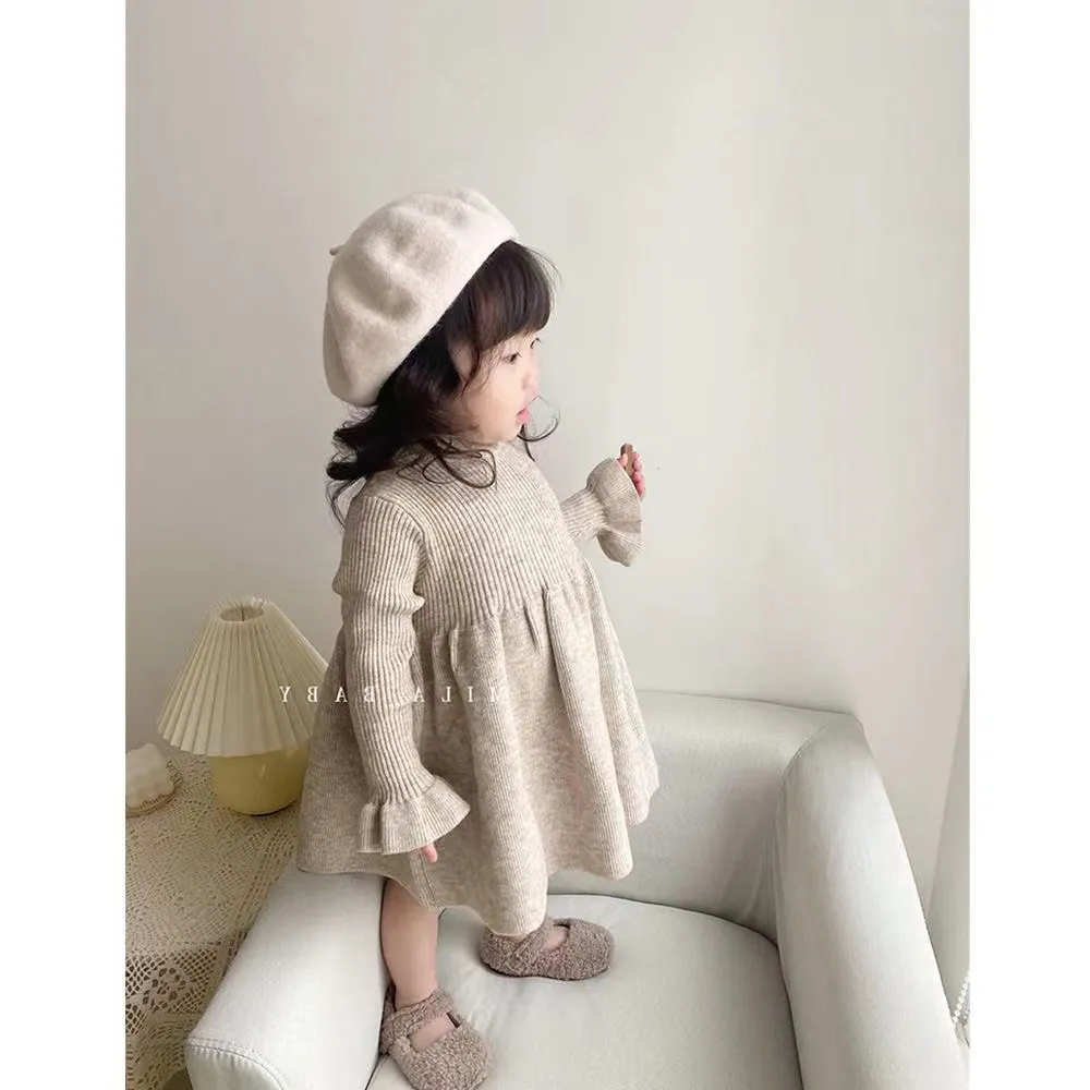 【80-140cm】絶対欲しい ins風 キュート ナチュラル 着心地良い 女の子 長袖 ニット ワンピース