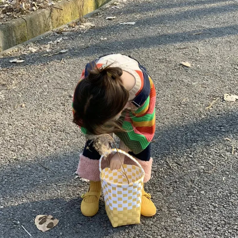 【90-140cm】毎日着たくなる おしゃれ 可愛い スウィート カジュアル 女の子 ニットセーター/サロペット