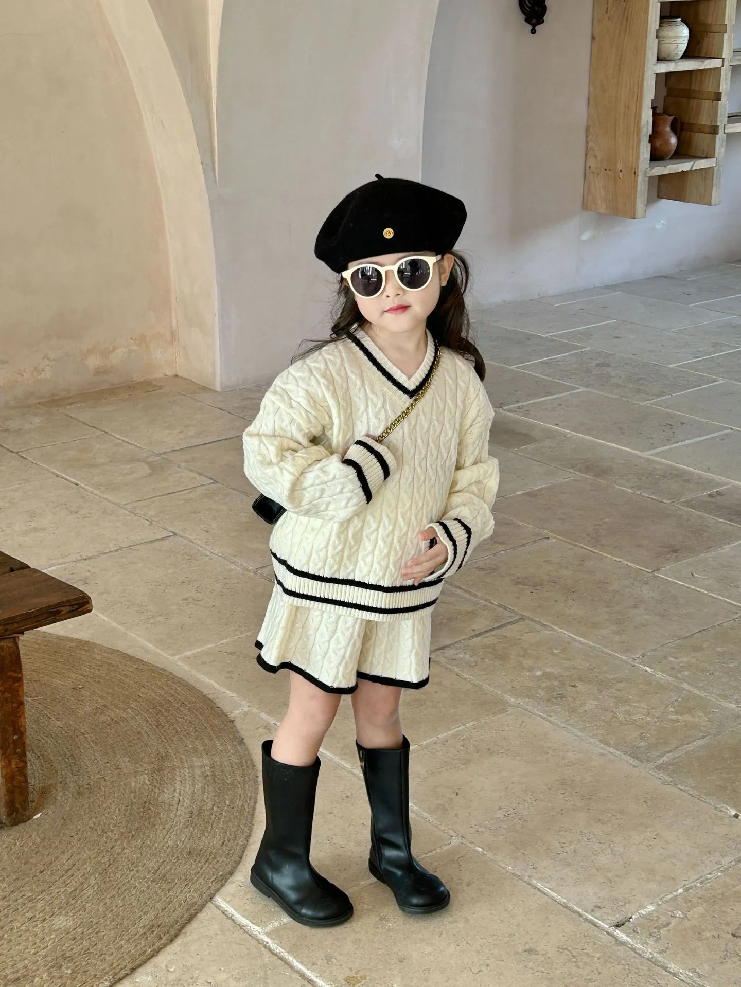 【90-140cm】二点セット 大人気 オシャレ きれいめ 女の子 ニット セーター＋パンツ セットアップ
