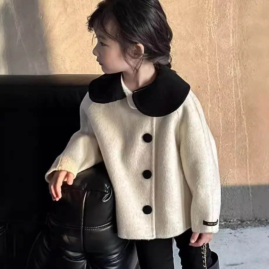 【90-140cm】オシャレ度高め スウィート ガーリッシュ ピーターパン・カラー 女の子 アウター