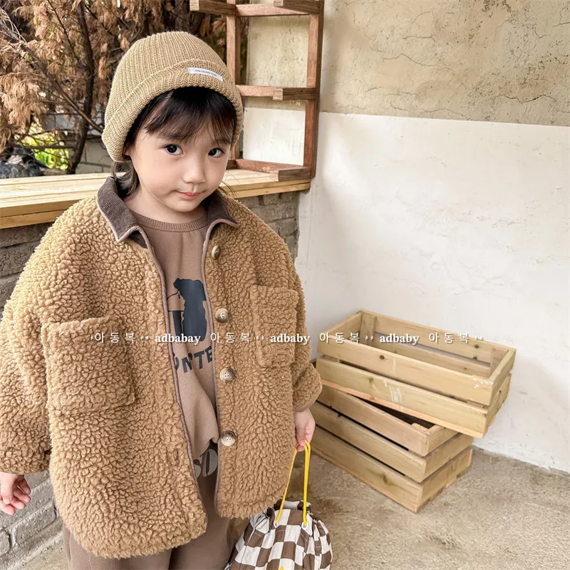 【80-130cm】好感度100％  爆売れ中 合わせやすい カジュアル ラムウール 女の子 アウター