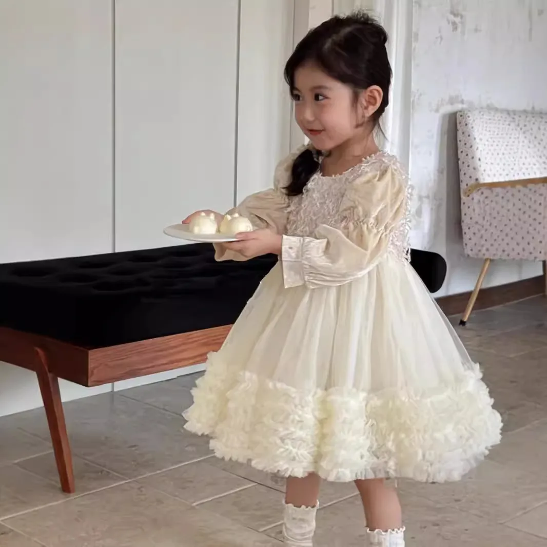 【90-150cm】最愛の一着 スウィート パーティー キュート プリンセス 女の子 長袖 ワンピース