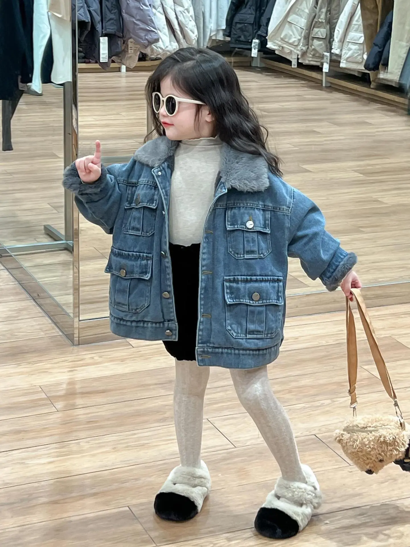 【90-140cm】毎日着たくなる カジュアル オシャレ あったか 合わせやすい 女の子 デニム アウター
