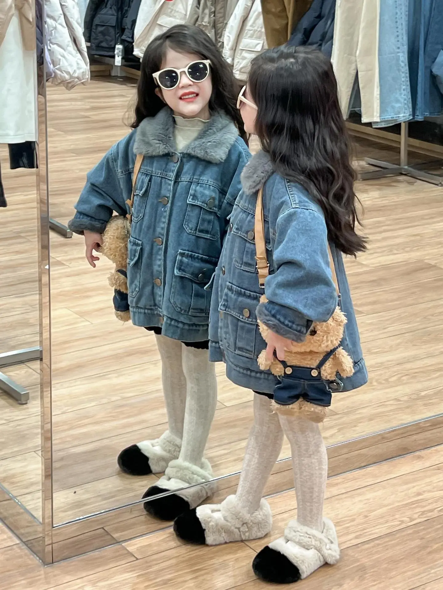 【90-140cm】毎日着たくなる カジュアル オシャレ あったか 合わせやすい 女の子 デニム アウター