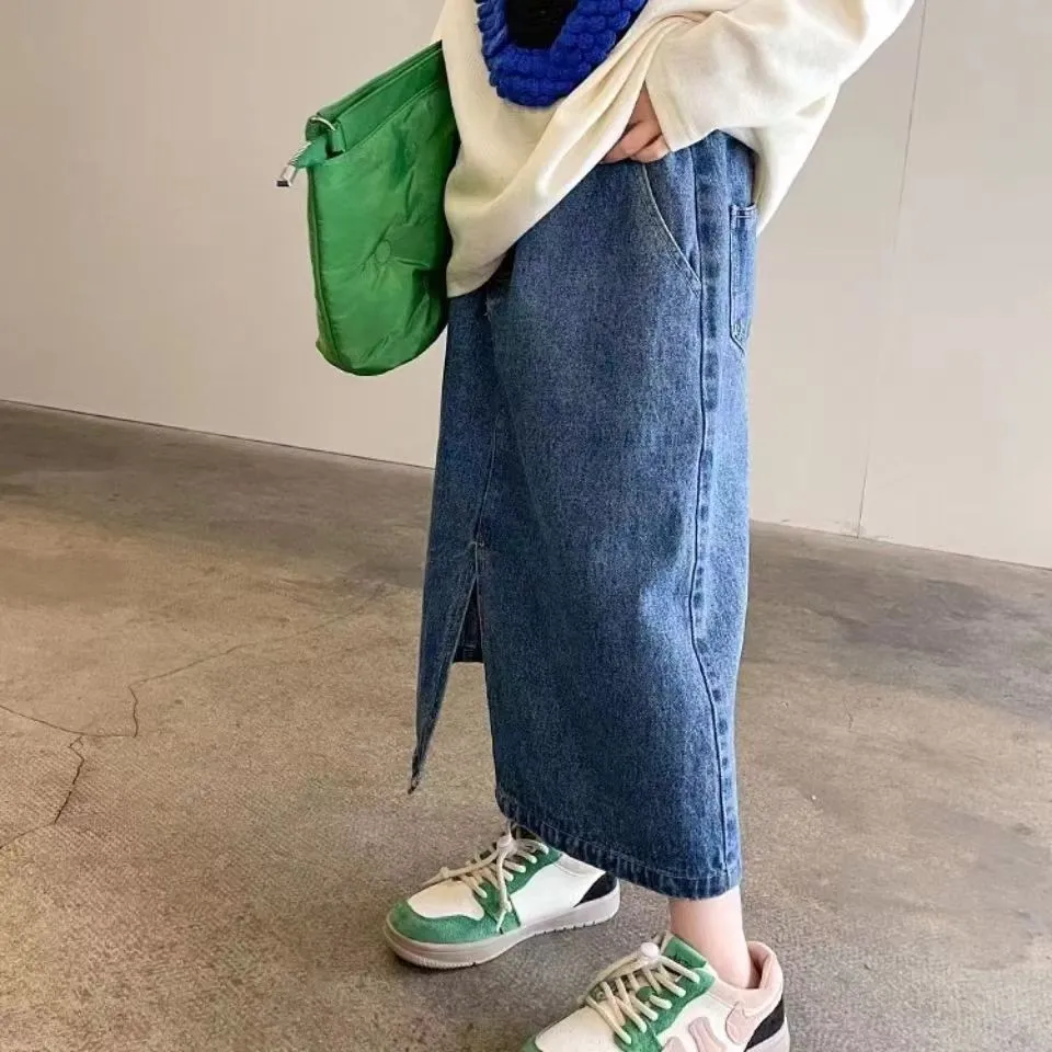 【100-150cm】絶対欲しい 大活躍 定番 合わせやすい 履きやすい 女の子 デニム スカート