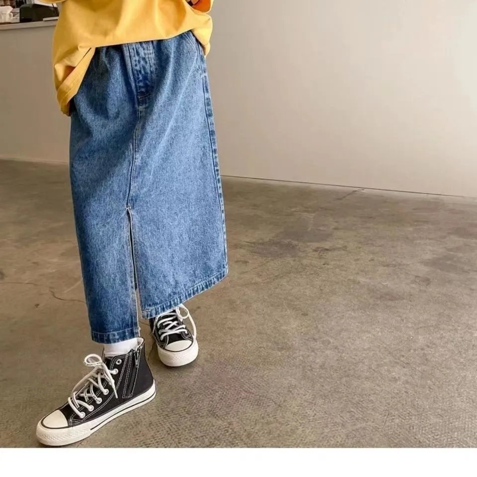 【100-150cm】絶対欲しい 大活躍 定番 合わせやすい 履きやすい 女の子 デニム スカート