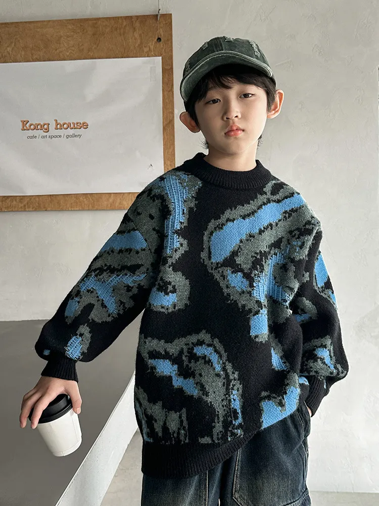 【120-170cm】人気上昇中 目立つ カジュアル ユニック クール 男の子 ニット セーター