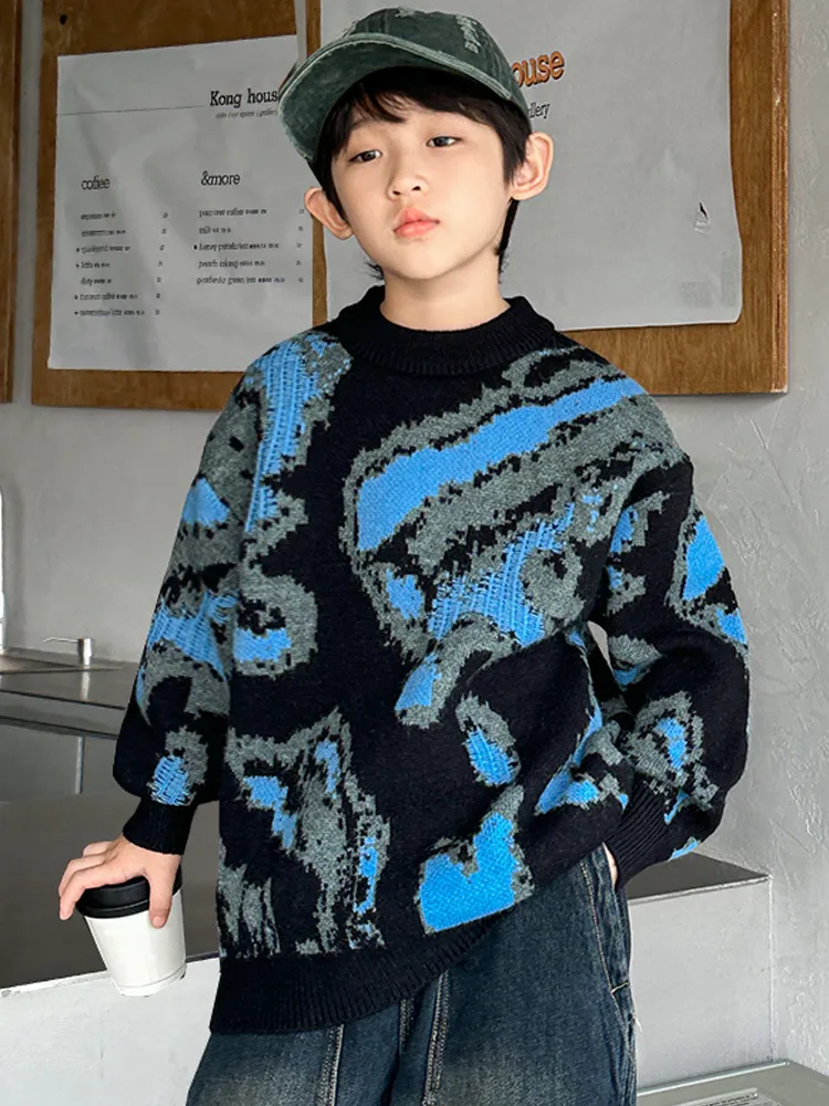 【120-170cm】人気上昇中 目立つ カジュアル ユニック クール 男の子 ニット セーター