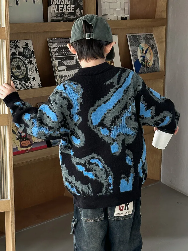 【120-170cm】人気上昇中 目立つ カジュアル ユニック クール 男の子 ニット セーター