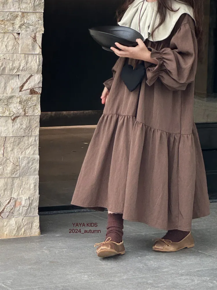 【90-140cm】絶対後悔しない シンプル ナチュラル ゆったり 女の子 長袖 ワンピース