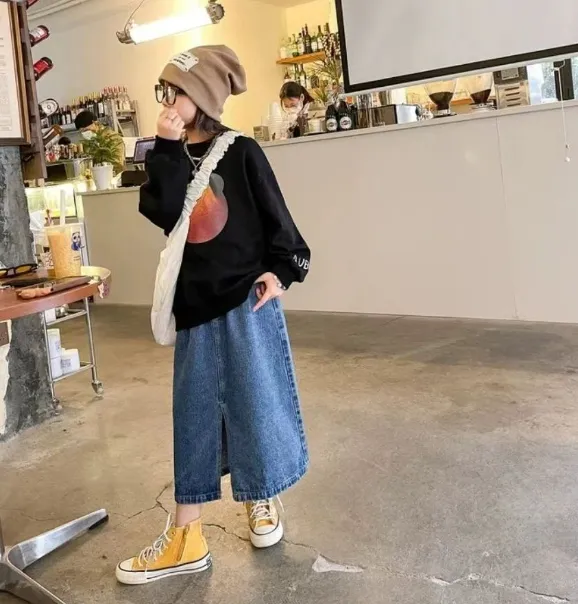 【100-150cm】絶対欲しい 大活躍 定番 合わせやすい 履きやすい 女の子 デニム スカート