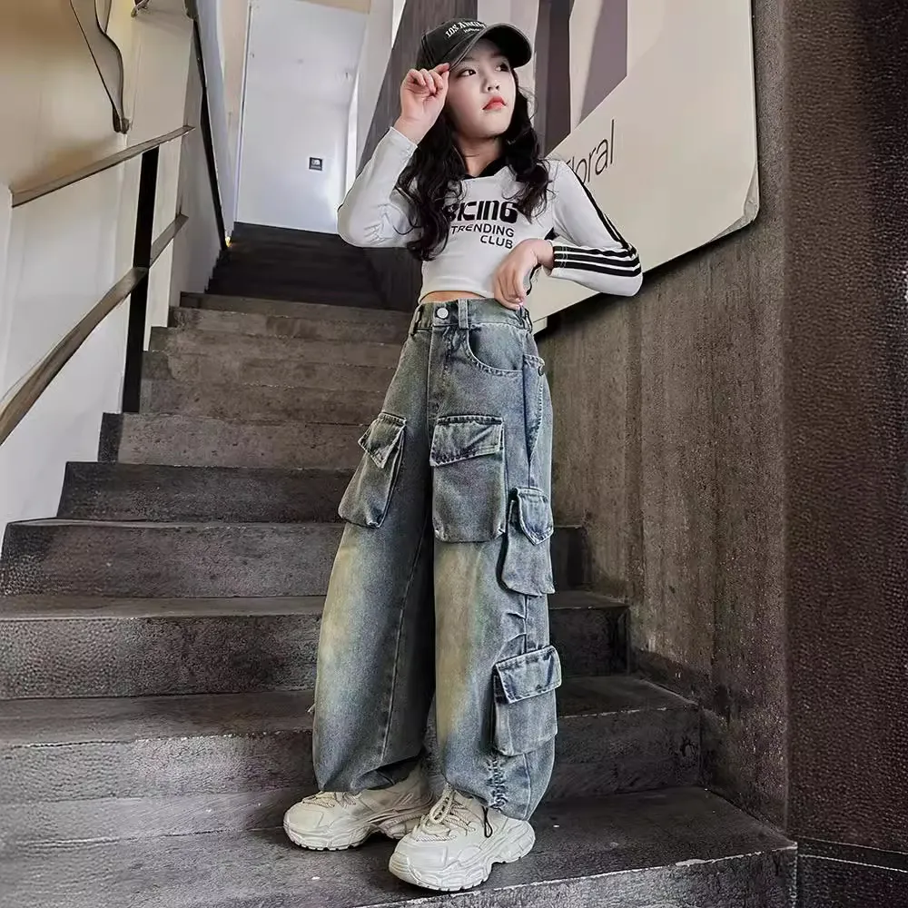 【120-170cm】今季大注目 カジュアル 履きやすい 合わせやすい 定番 おしゃれ 人気 デニムパンツ