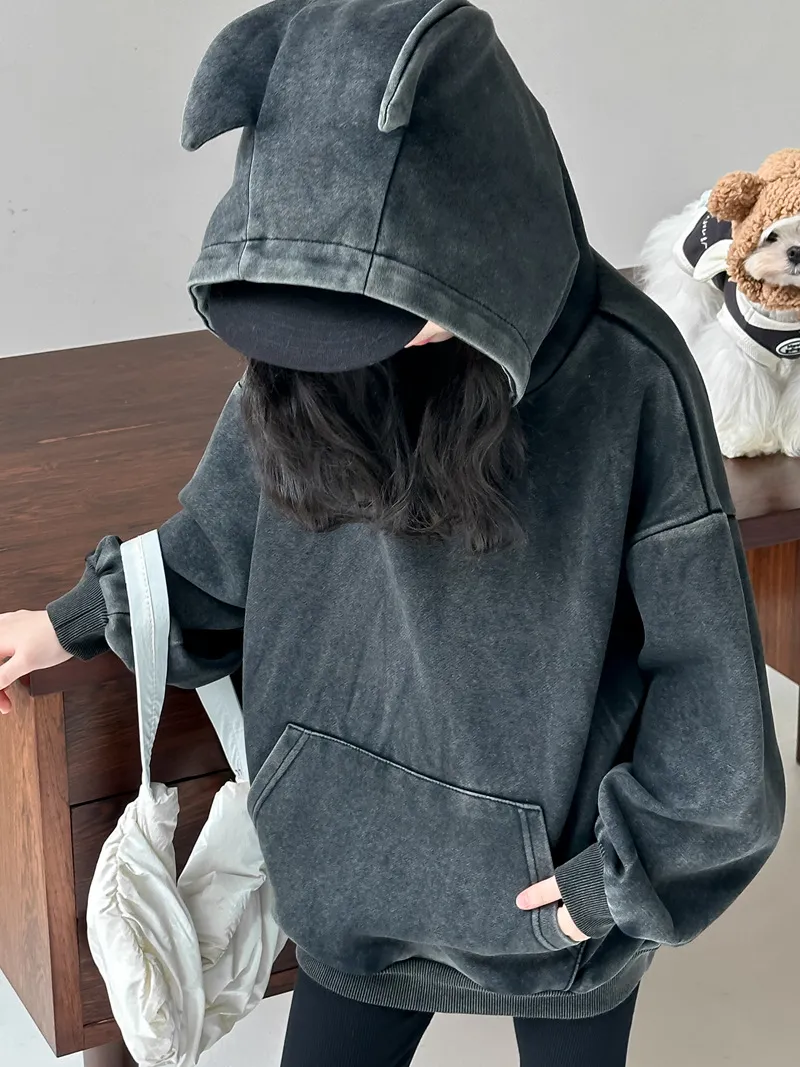 【100-160cm】絶対欲しい！楽チン 女の子 着心地良い 定番 ルーズ 合わせやすい フード付き パーカー