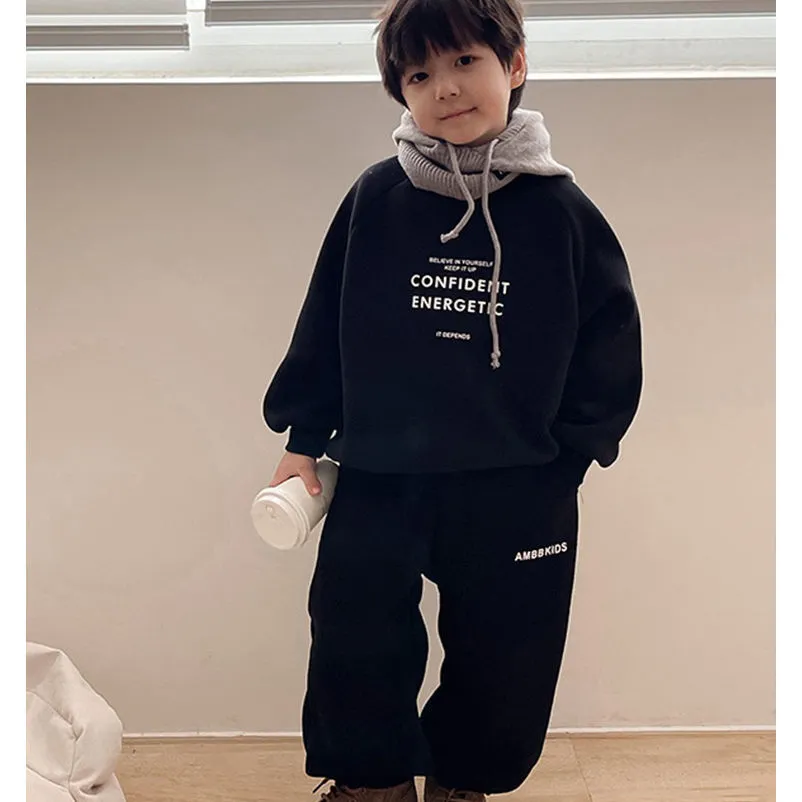 【90-160cm】二点セット 大人気 カジュアル スポーツ 男の子 裏起毛 トレーナー＋パンツ セットアップ