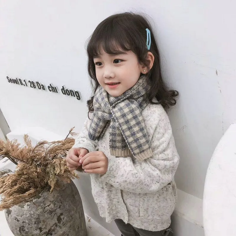 超人気商品 売れ筋 チェック柄 合わせやすい 女の子 ニット スカーフ