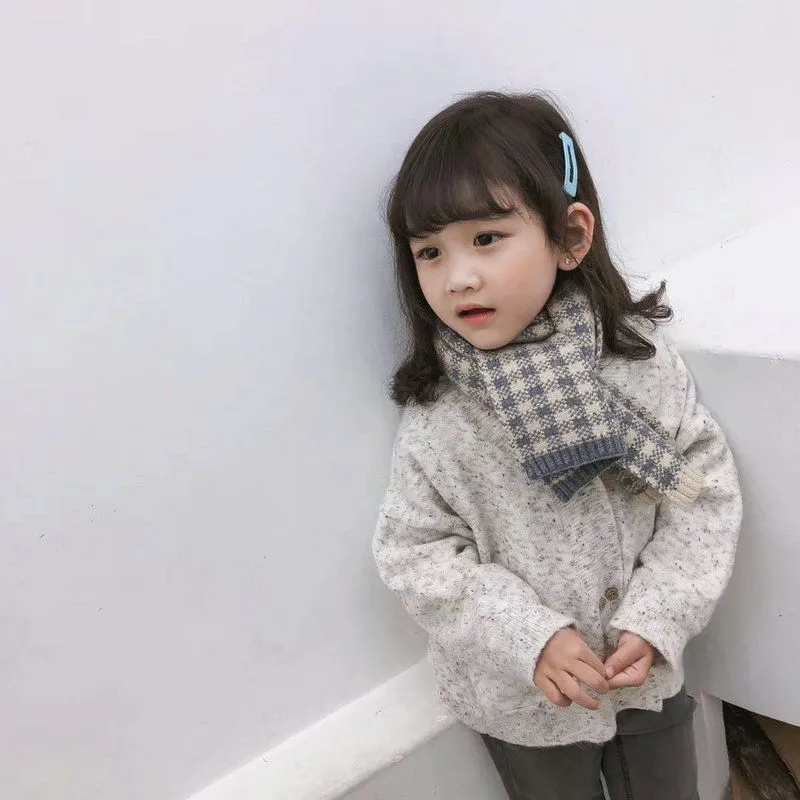 超人気商品 売れ筋 チェック柄 合わせやすい 女の子 ニット スカーフ