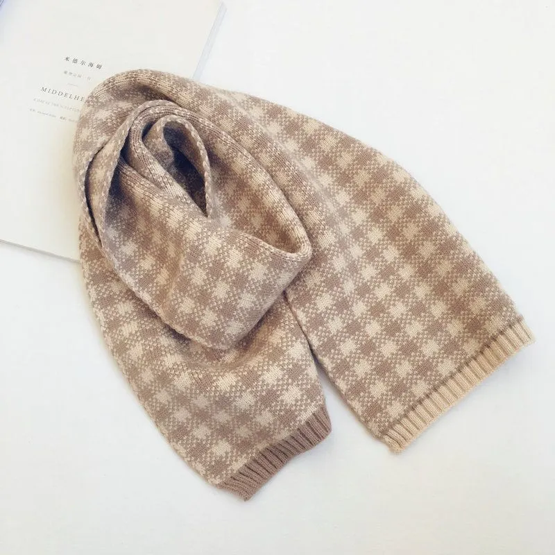 超人気商品 売れ筋 チェック柄 合わせやすい 女の子 ニット スカーフ