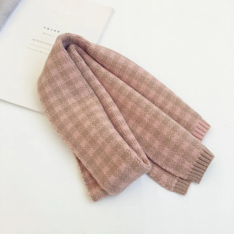 超人気商品 売れ筋 チェック柄 合わせやすい 女の子 ニット スカーフ