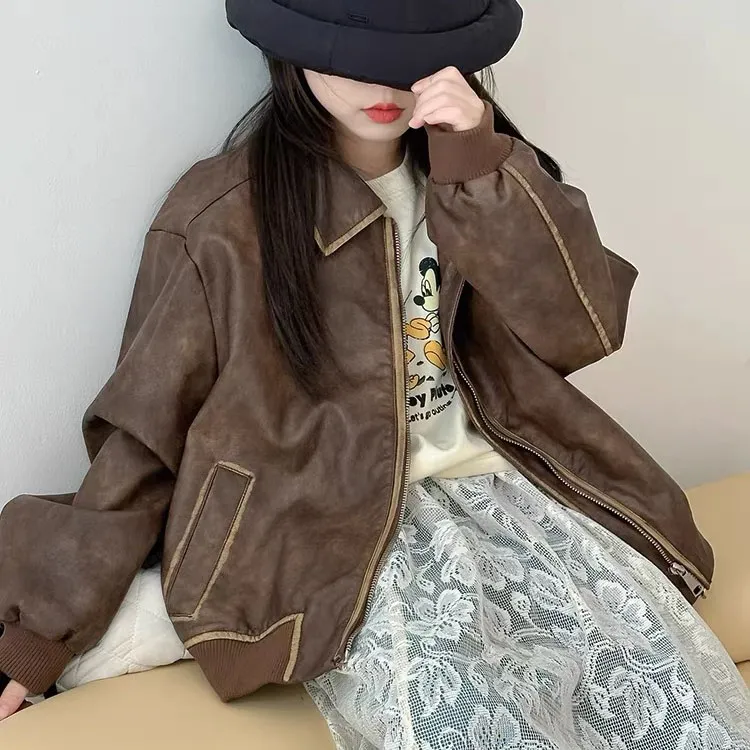 【120-170cm】アウター 女の子 おしゃれ 定番 シンプル ディリー レザー ジャケット