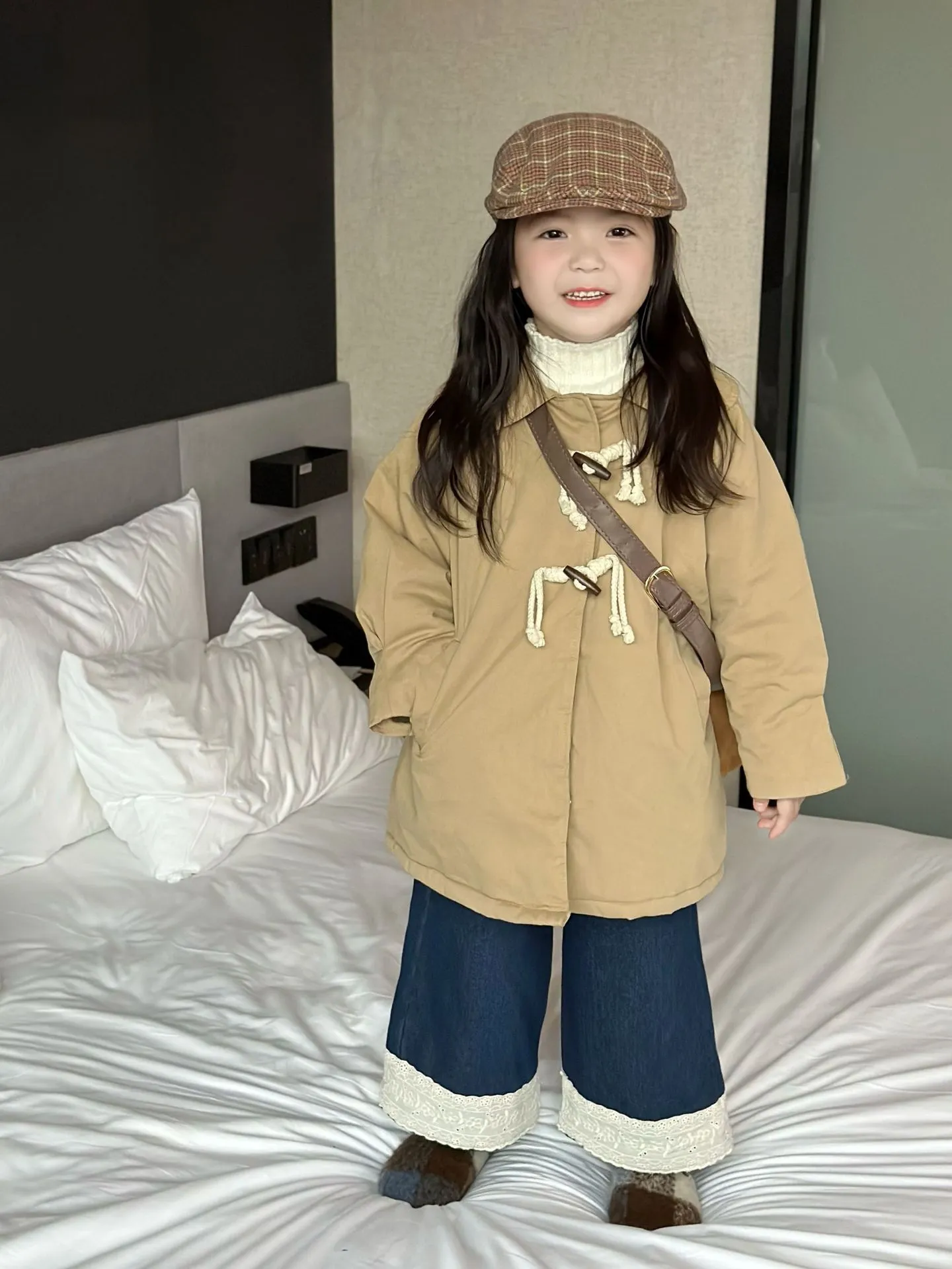 【90-140cm】オシャレ度高め シンプル 合わせやすい カジュアル キャンバス あったか 女の子 コート