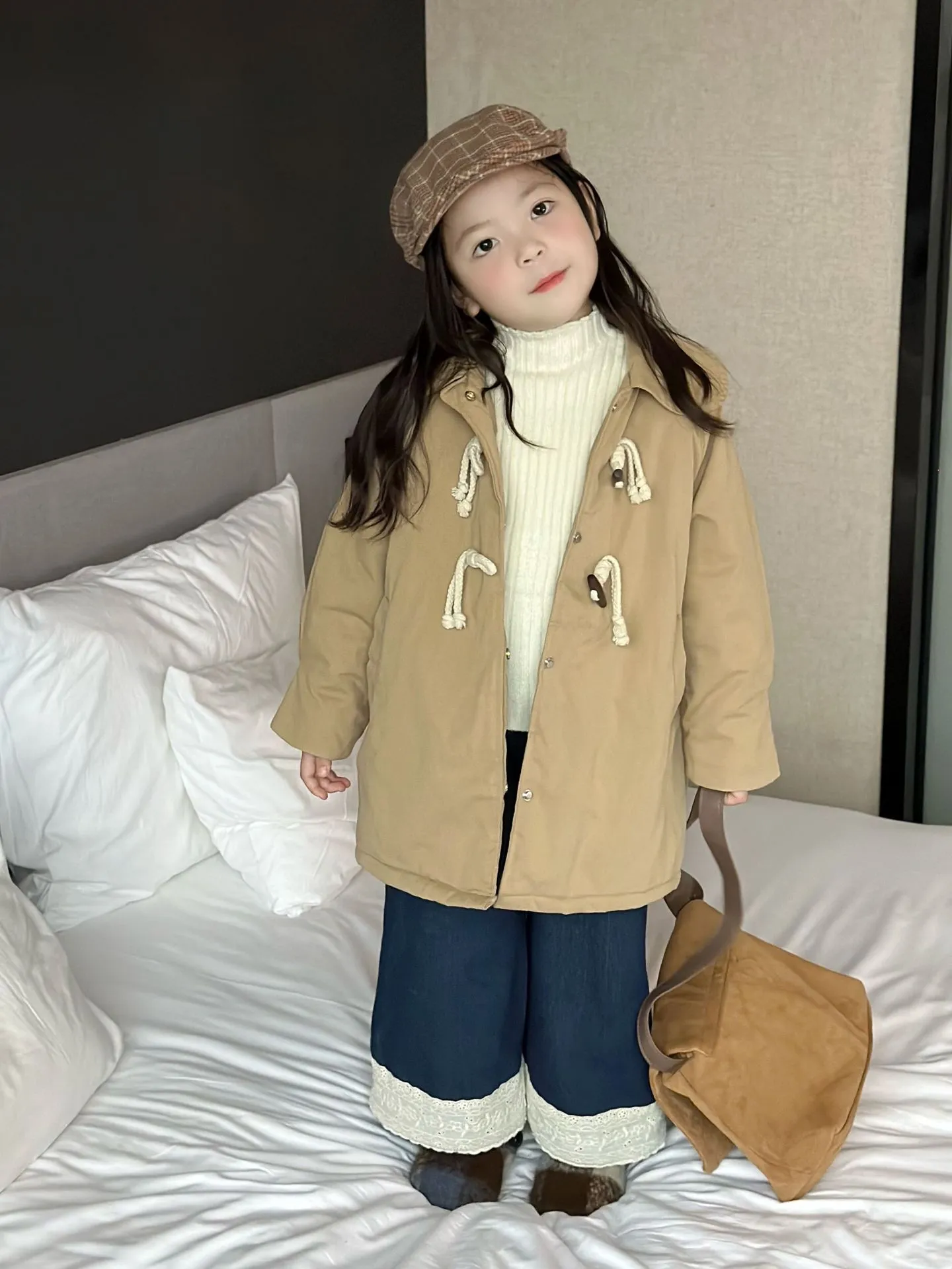 【90-140cm】オシャレ度高め シンプル 合わせやすい カジュアル キャンバス あったか 女の子 コート