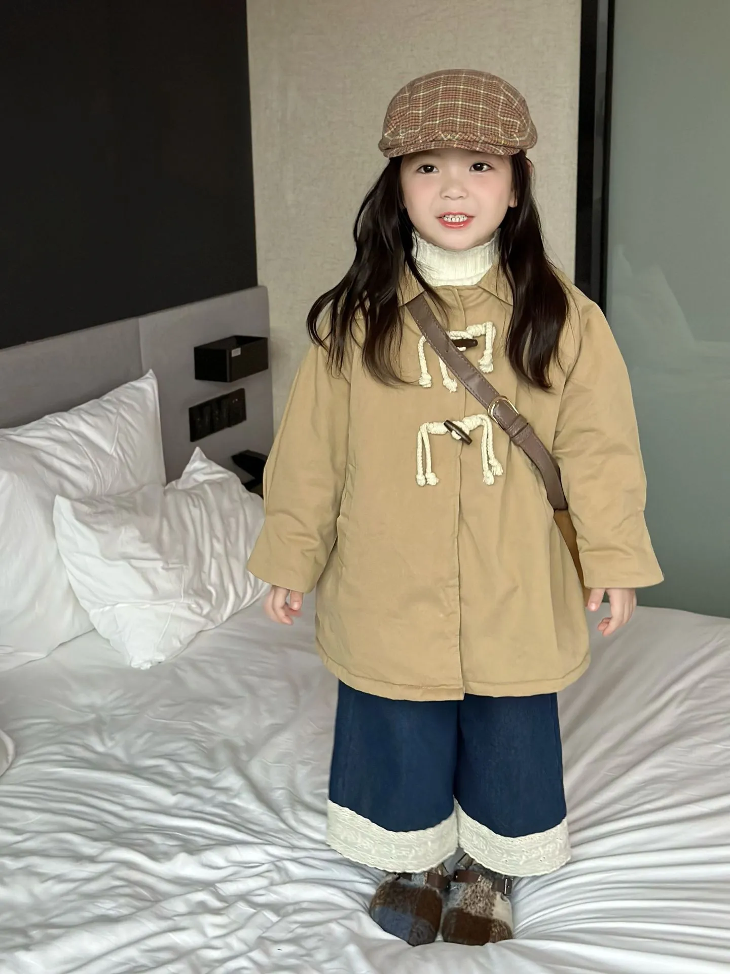 【90-140cm】オシャレ度高め シンプル 合わせやすい カジュアル キャンバス あったか 女の子 コート