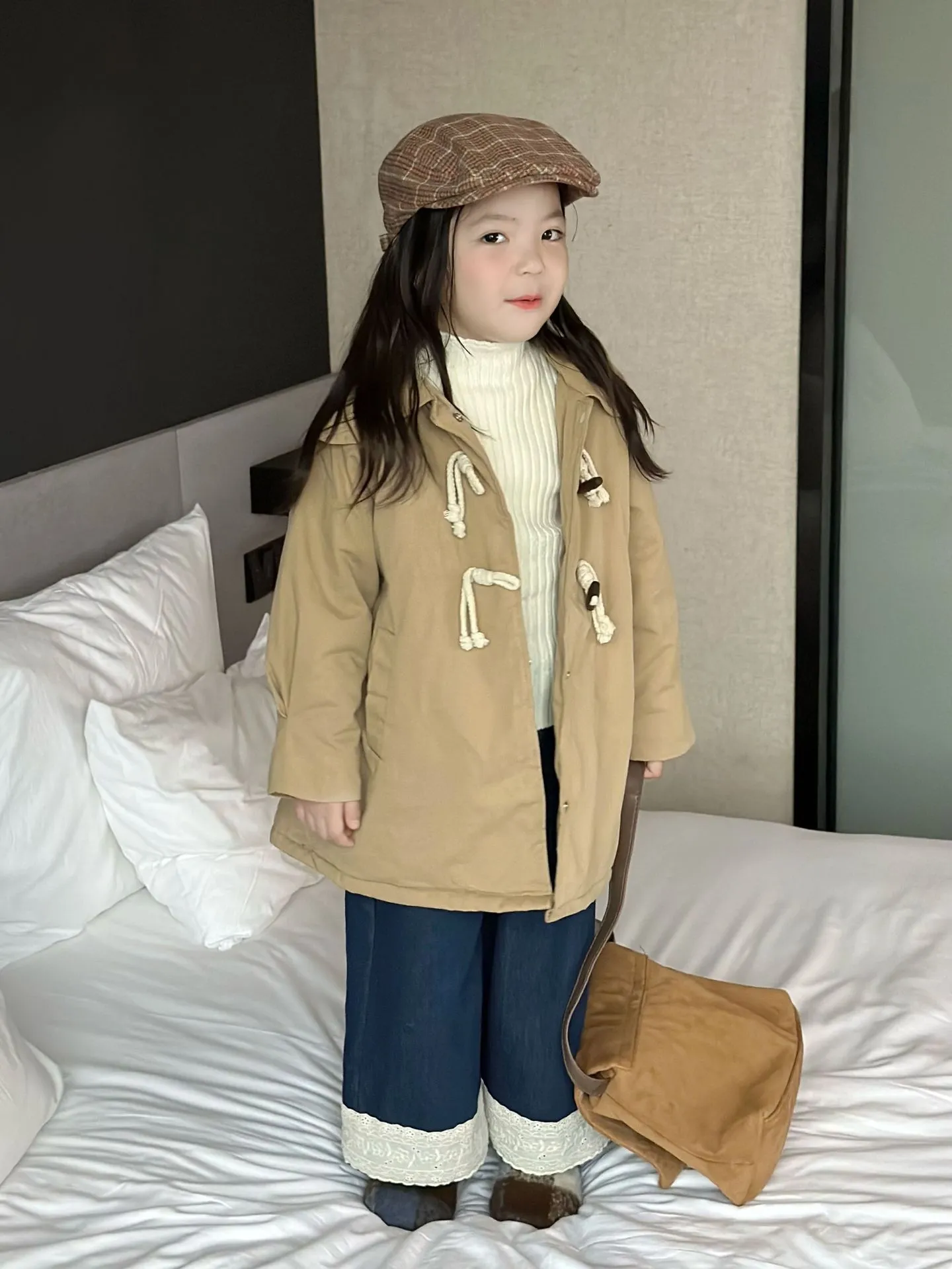 【90-140cm】オシャレ度高め シンプル 合わせやすい カジュアル キャンバス あったか 女の子 コート