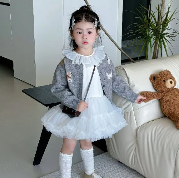 【90-140cm】おしゃれ 可愛い 通園通学 お出かけ カーディガン キッズ  ボタン 前開き 子供服 キッズ 女の子