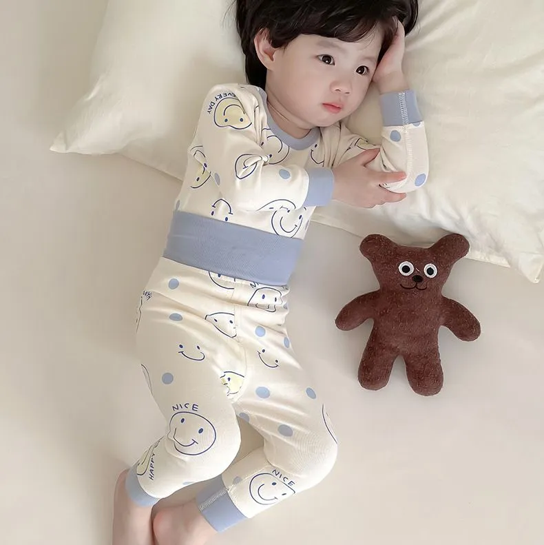 【73-110cm】大好評 肌触り良い 男の子 ハイウエスト ベビー服 ルームウェア 二点セット
