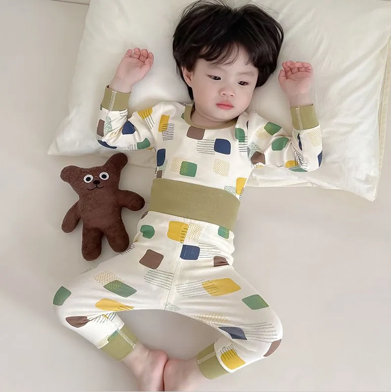 【73-110cm】大好評 肌触り良い 男の子 ハイウエスト ベビー服 ルームウェア 二点セット