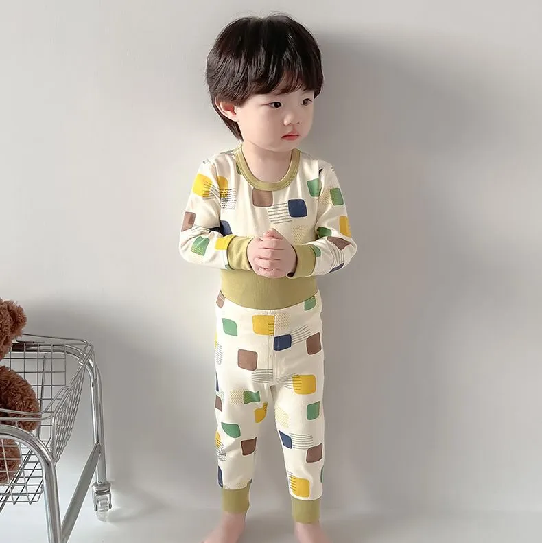 【73-110cm】大好評 肌触り良い 男の子 ハイウエスト ベビー服 ルームウェア 二点セット